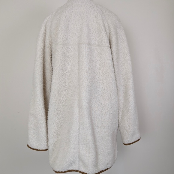 Old Navy Sherpa Jacket Mock Neck Cream Snap Front Long Cloud Nine - Picture 5 of 13